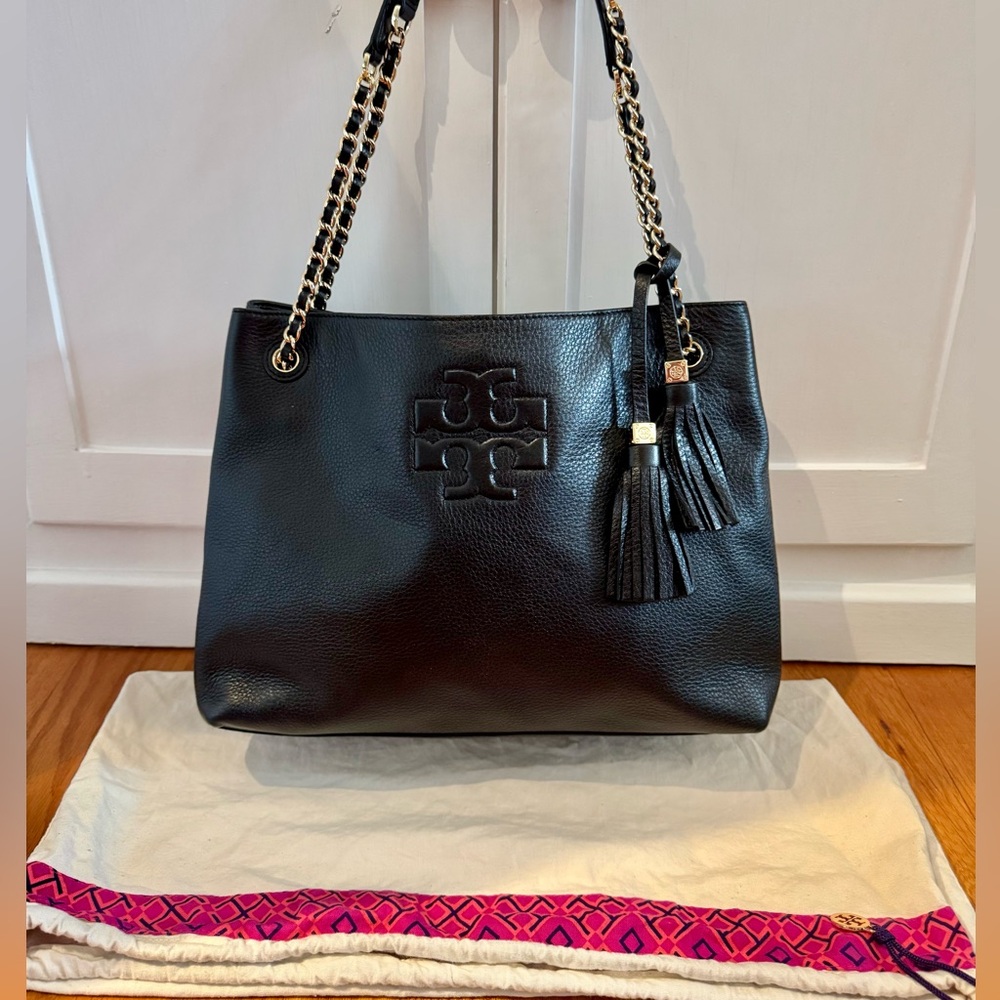 Tory Burch Thea Chain Black Tote Bag - like new!